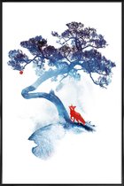 JUNIQE - Poster in kunststof lijst De laatste appelboom -20x30 /Blauw