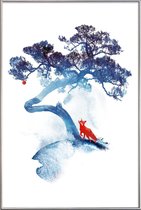 JUNIQE - Poster met kunststof lijst The Last Apple Tree -13x18 /Blauw