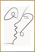 JUNIQE - Poster met kunststof lijst Kissed -13x18 /Grijs & Ivoor