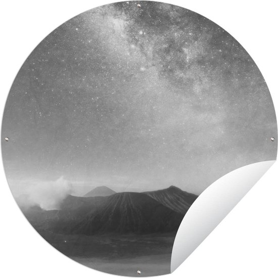 Tuincirkel Melkweg - Indonesië - Zwart - Wit - 150x150 cm - Ronde Tuinposter - Buiten