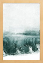 JUNIQE - Poster in houten lijst Rainy Day -40x60 /Grijs & Turkoois