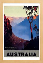 JUNIQE - Poster in houten lijst australia1 -20x30 /Blauw & Bruin