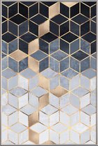 JUNIQE - Poster met kunststof lijst Soft Blue Gradient Cubes -40x60