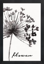 JUNIQE - Poster in houten lijst Flower -20x30 /Wit & Zwart