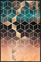 JUNIQE - Poster met kunststof lijst Ombre Dream Cubes -13x18 /Oranje &