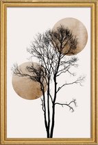 JUNIQE - Poster in houten lijst Sun And Moon Hiding Gold -40x60 /Ivoor