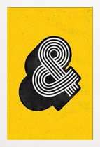 JUNIQE - Poster met houten lijst Ampersand geel -13x18 /Geel & Zwart