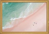 JUNIQE - Poster met houten lijst Surf Yoga -40x60 /Roze & Turkoois