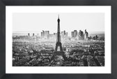 JUNIQE - Poster in houten lijst Paris Skyline -40x60 /Grijs & Wit