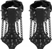 Ouch! Skulls and Bones - Handcuffs with Spikes and Chains - Blac - Bondage Toys - Accessories