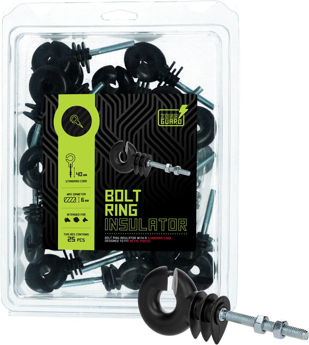 ZoneGuard Ringisolator zwart met moer (mdk)