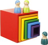 Regenboogkleuren blokken speelgoed hout kinderen