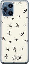 Oppo Find X3 hoesje - Vogels / Birds - Soft Case Telefoonhoesje - Beige