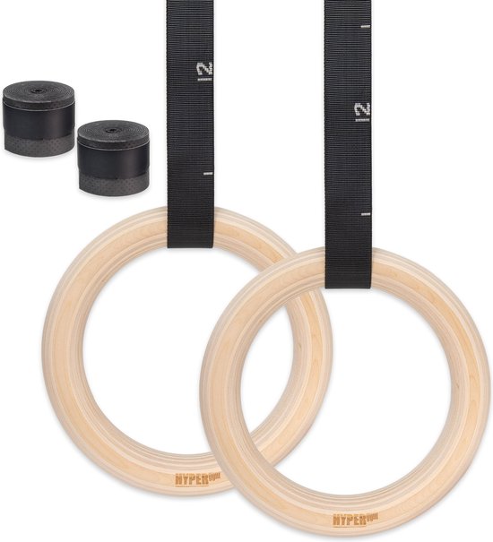 Anneaux De Gymnastique En Bois Avec Sangles Réglables - Diamètre 28 Mm - Zingtto - Neuf