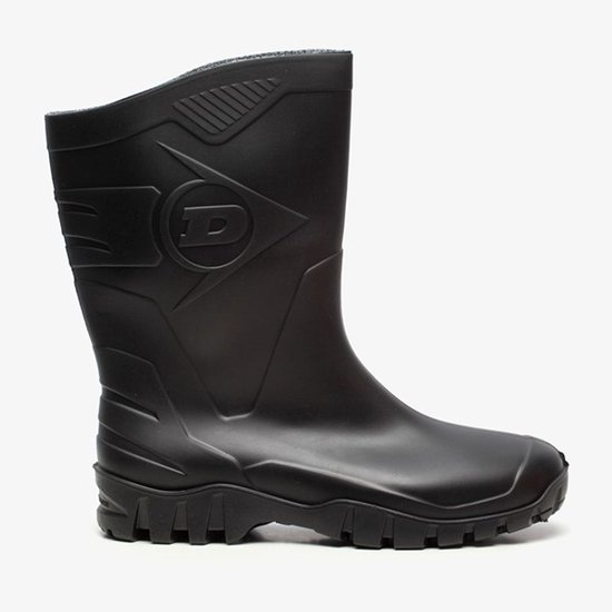 Zwarte Dunlop kuitlaars met profiel en Dunlop logo.