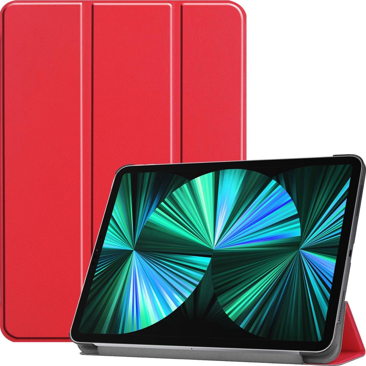 Hoesje Geschikt voor Apple iPad Pro (2021) - 12.9 inch - Dun & Stevig - Trifold Bookcase - Hard Cover - Hardcover Book Case - Tablet Hoes - Rood