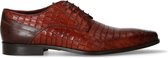 Black label - Heren - Cognac veterschoenen met crocoprint - Maat 42