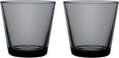 Iittala Kartio Tumbler Glazen Set - Waterglas - Vaatwasbestendig - Donkergrijs - 21 cl - 2 Stuks