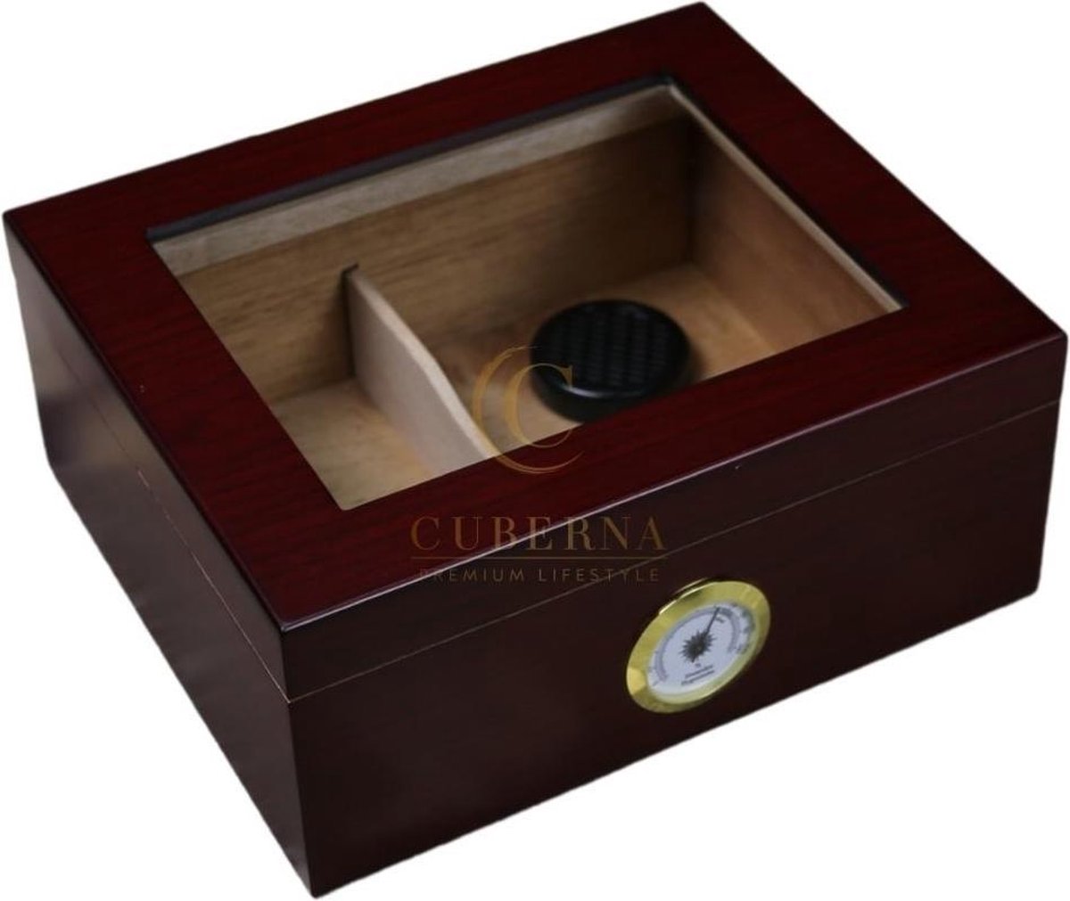 Humidor Shellford met glazen venster cherry