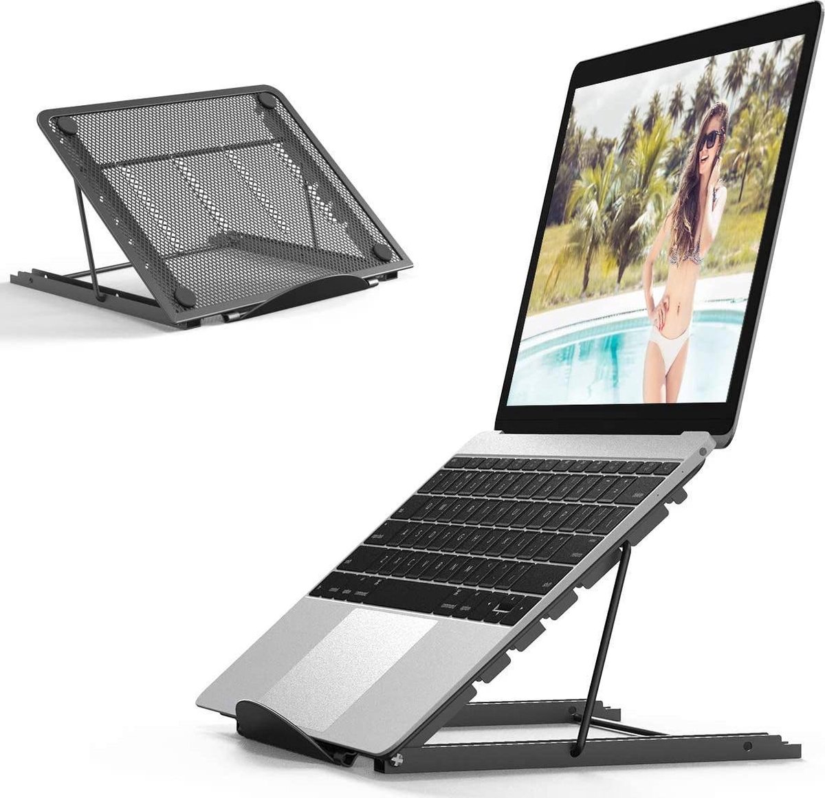 Tablet laptopstandaard, draagbare opvouwbare geventileerde desktop laptop houder bureau tafel koelstandaard, verstelbare universele ergonomische lade voor iM (AC) / laptop / laptop / tablet