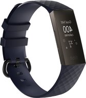 By Qubix - Fitbit Charge 3 & 4 siliconen diamant pattern bandje (Small) - Blauw - Fitbit charge bandjes