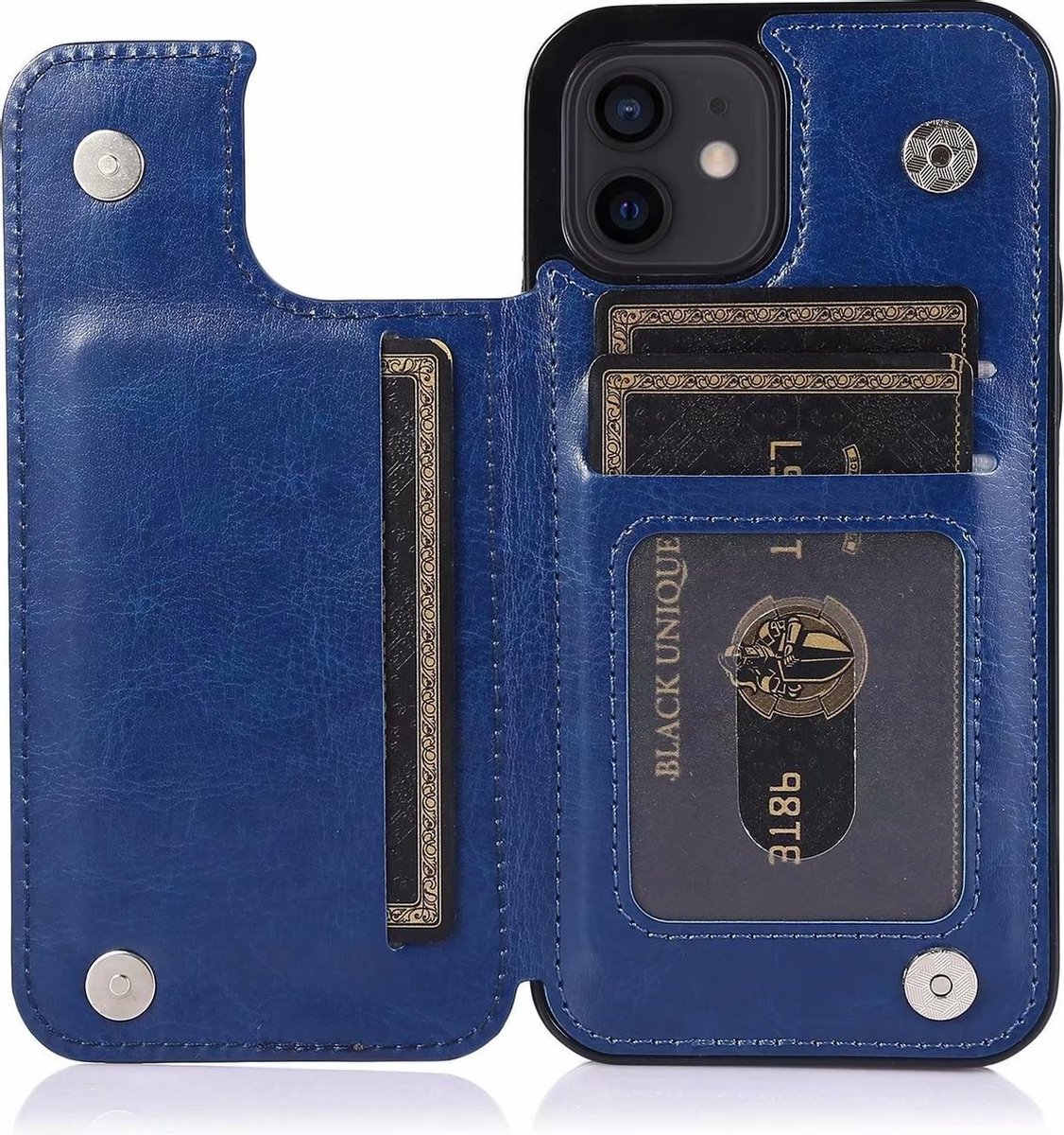 Hoesje geschikt voor iPhone 7 - Backcover - Pasjeshouder - Portemonnee - Kunstleer - Blauw