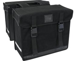 Fastrider Canvas Hybride 36 Dubbele Fietstas Zwart 47L - Afgeschuind - Waterafstotend Canvas - Reflecterend - Geschikt voor E-bike