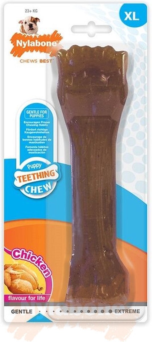 Nylabone Puppy Bone Flexible Bruin - Hondenspeelgoed - Medium Tot 16kg thumbnail 7