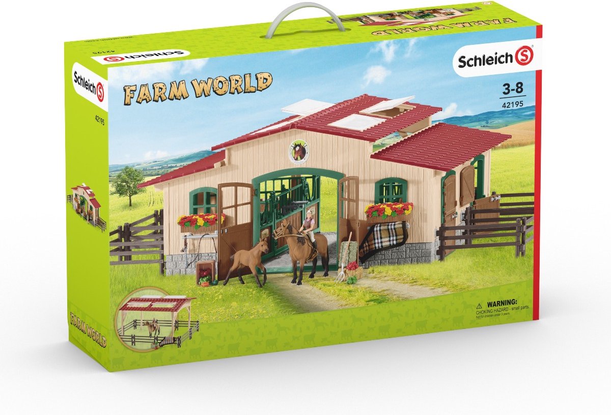 helpen wiel Rekwisieten Schleich Paardenstal met paarden 42195 - Paard Speelfigurenset - Farm World  - 83 x 26... | bol.com