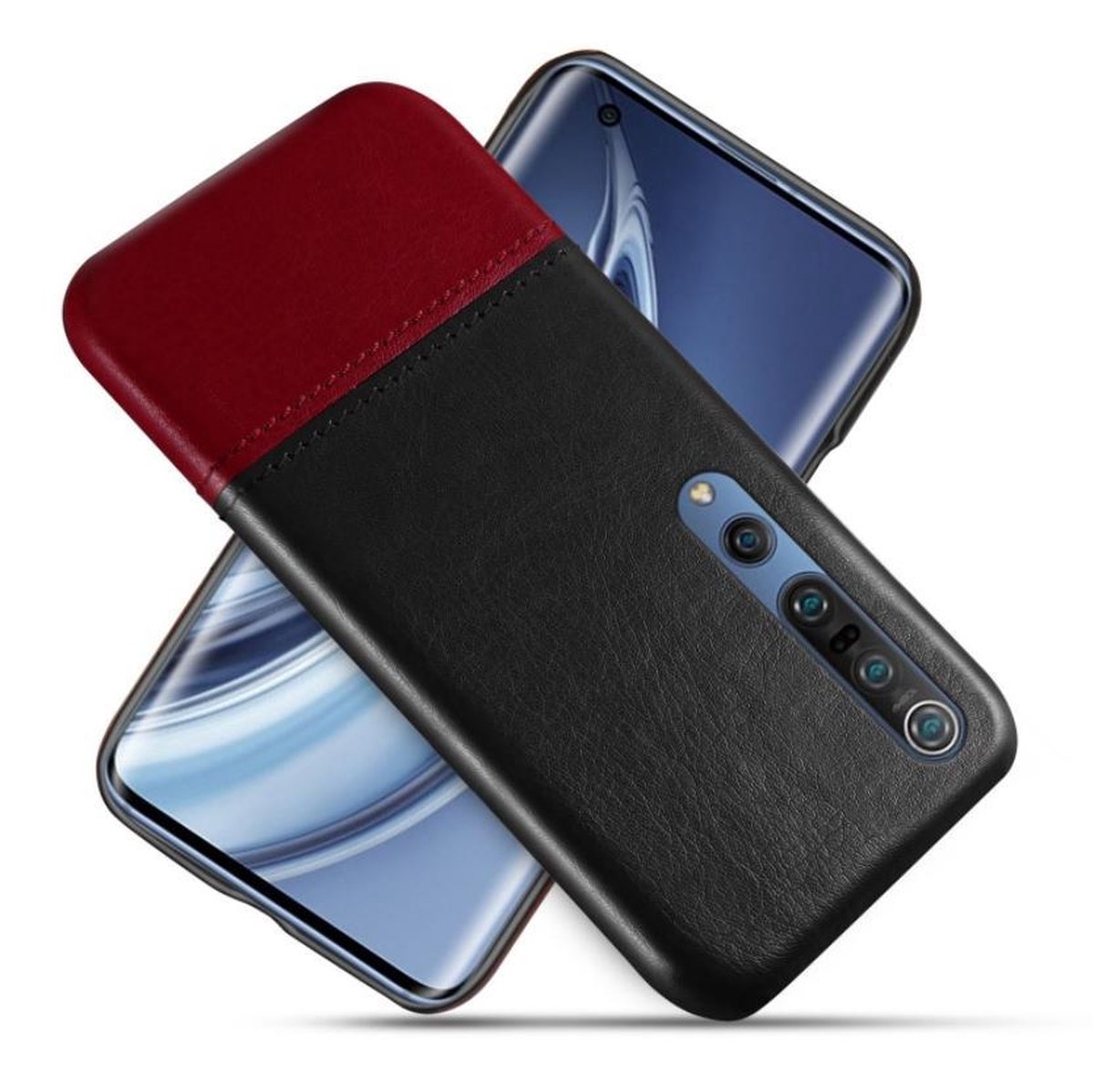 Hybride Backcover + PMMA Screenprotector voor Xiaomi Mi 10 / Mi 10 Pro _ Zwart/Donkerbruin
