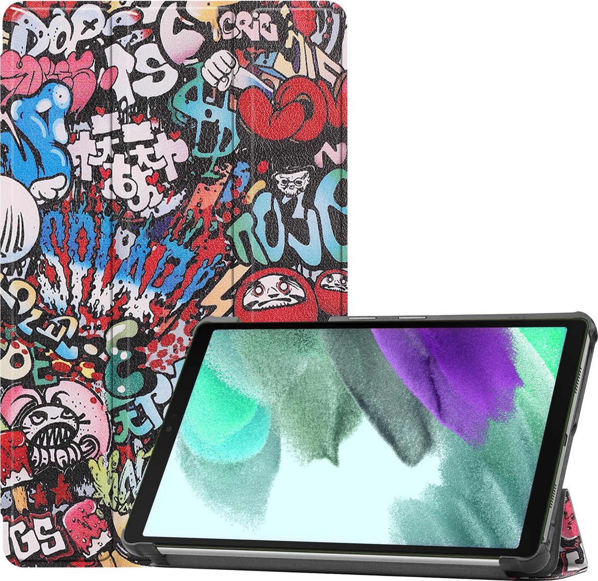 Hoesje Geschikt voor Samsung Galaxy Tab A7 Lite - Dun & Stevig - Trifold Bookcase - Hard Cover - Hardcover Book Case - Tablet Hoes - Graffity