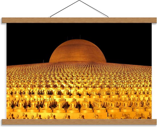 Schoolplaat – Veel Gouden Boeddha's  - 60x40cm Foto op Textielposter (Wanddecoratie op Schoolplaat)