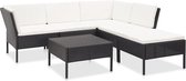 Medina 6-delige Loungeset met kussens poly rattan zwart