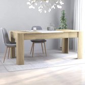 Medina Eettafel 180x90x76 cm spaanplaat wit en sonoma eikenkleurig