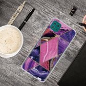 Voor Samsung Galaxy A22 5G Abstract marmer patroon TPU beschermhoes (donkerpaars)