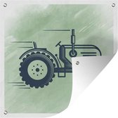 Tuinposters Tractor - Wiel - Zwart - 50x50 cm - Tuindoek - Buitenposter