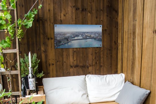 Panorama de Geneva Suisse en hiver affiche de jardin toile en vrac 80x40 cm - petit - Toile de jardin / Toile d'extérieur / Peintures d'extérieur (décoration de jardin)