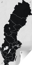 Tuinposter Zwart-wit illustratie van Zweden in het zwart - 30x60 cm - Tuindoek - Buitenposter