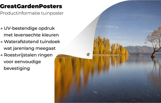 Arbres reflétant dans le lac Wanaka en Nouvelle-Zélande Affiche de jardin 60x40 cm - petit - Toile de jardin / Toile d'extérieur / Peintures pour l'extérieur (décoration de jardin)