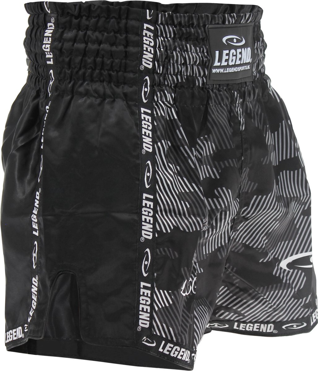 Kickboks Broekje Kind/Volwassene Camo Black Satijn 8-11 jaar