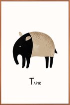 JUNIQE - Poster met kunststof lijst Tapir -30x45 /Grijs & Ivoor