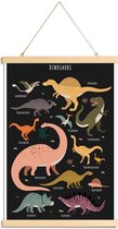JUNIQE - Posterhanger Dinosaurusvrienden – donkere achtergrond -30x45