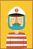 JUNIQE - Poster met kunststof lijst Ahoy Sailor -30x45 /Geel & Rood