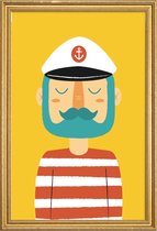 JUNIQE - Poster met houten lijst Ahoy Sailor -40x60 /Geel & Rood