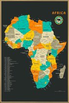 JUNIQE - Poster met kunststof lijst Afrika kleurrijke kaart -40x60