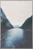 JUNIQE - Poster met kunststof lijst Finding Inner Peace -40x60 /Blauw