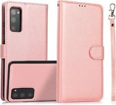 Voor Samsung Galaxy S20 FE Kalf Textuur 2 in 1 Afneembare Magnetische Achterkant Horizontale Flip Lederen Case met Houder & Kaartsleuven & Portemonnee & Fotolijst (Rose Goud)