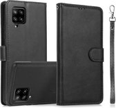 Voor Samsung Galaxy A42 5G Kalf Textuur 2 in 1 Afneembare Magnetische Achterkant Horizontale Flip Lederen Case met Houder & Kaartsleuven & Portemonnee & Fotolijst (Zwart)