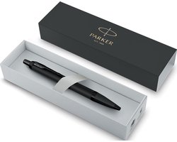 Parker IM balpen | Matzwart met zwart detail | Medium punt met blauwe vulling | met geschenkdoos