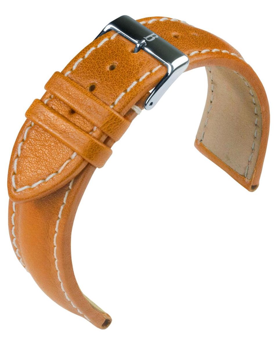 EULIT horlogeband - leer - 18 mm - bruin - metalen gesp